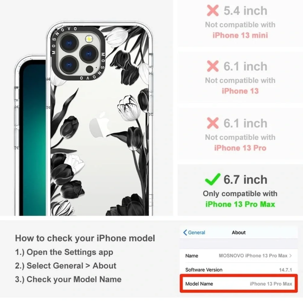 MOSNOVO Case for iPhone 13 Pro Max 6.6ft Military-Grade Drop Protection